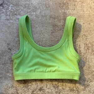 ALO Green Ribbed Crop Top
